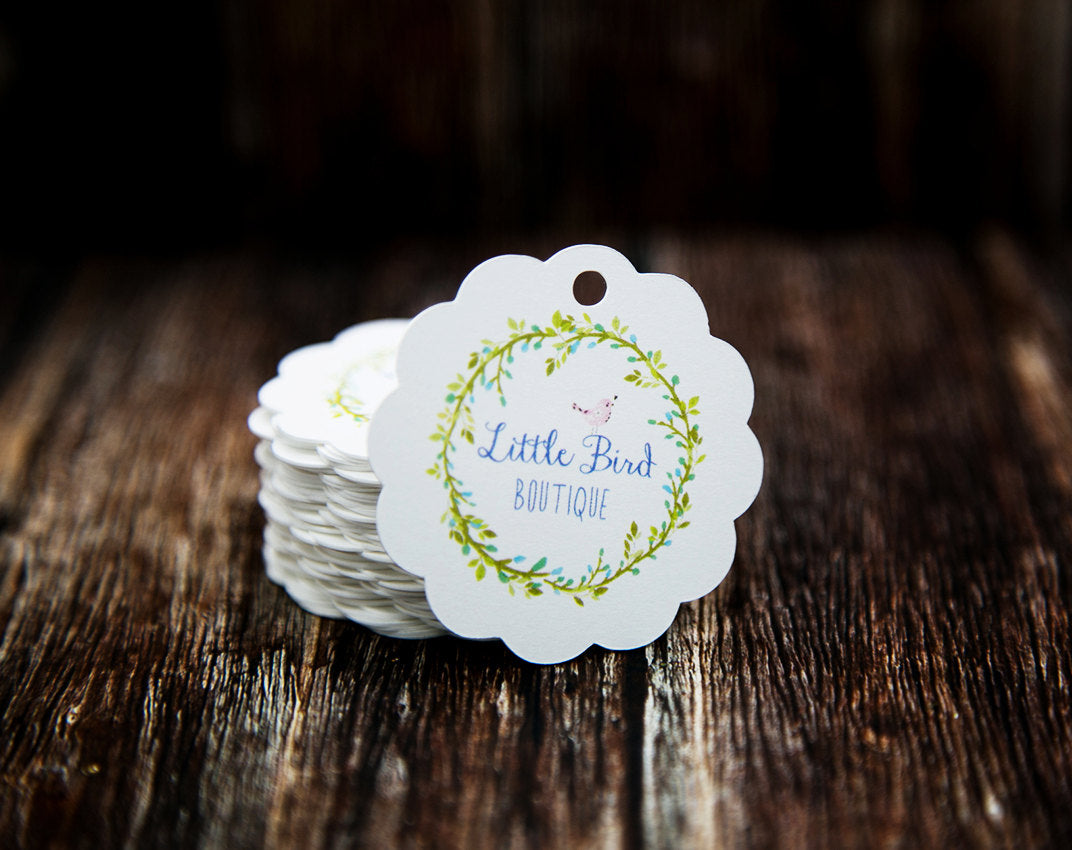 Scallop Round Hang Tags - 1.5x1.5" Set of 120